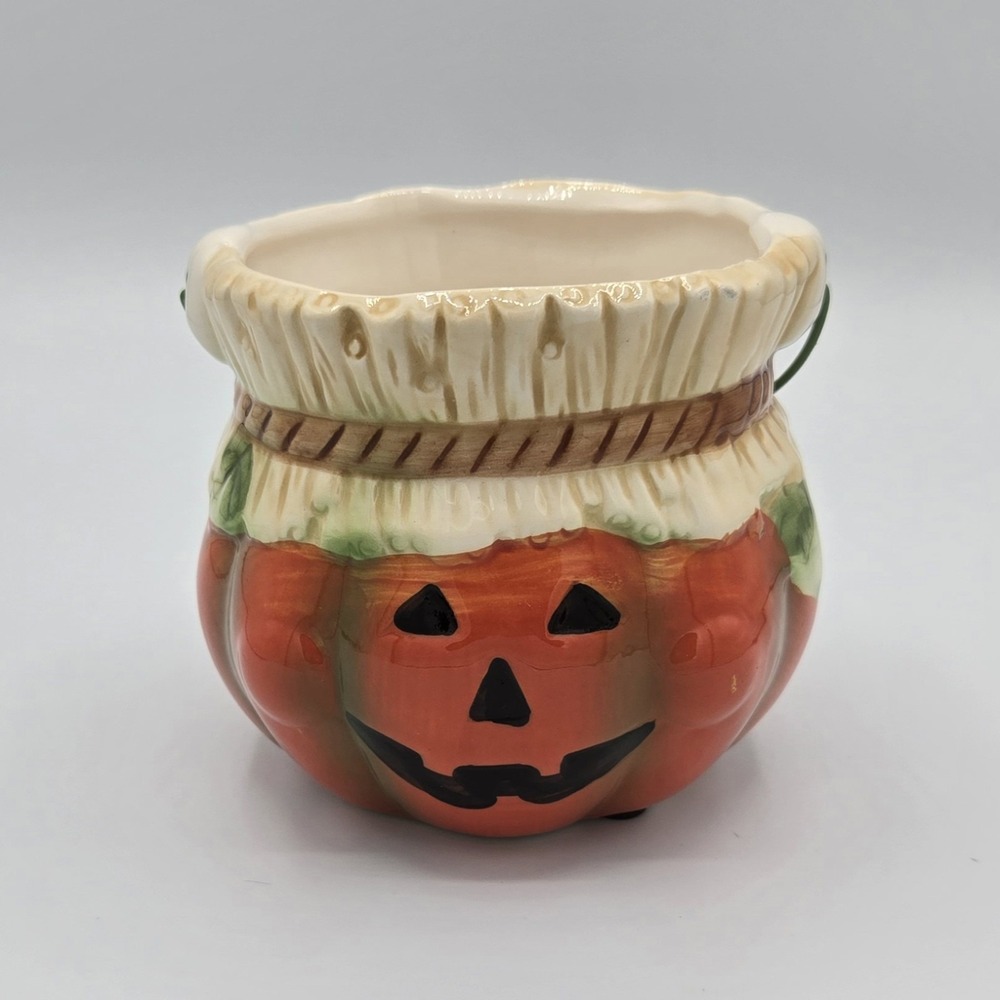 Vtg Greenbrier Halloween Jack O Lantern Pumpkin Scarecrow Candy Bowl Ghosts‎